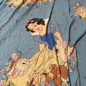 Vintage Snow White And The Seven Dwarves Fitted Sheet Twin Size Blue